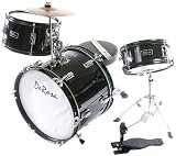 De Rosa DRM316-BK Junior 3 Piece 16 Inch  Drum Set with Chair, Black