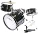 De Rosa DRM316-BK Junior 3 Piece 16 Inch  Drum Set with Chair, Black