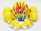 （エムズダイス）M's Dice 子供用 軽量 ヘルメット ＆ プロテクター 4点 セット （ 手首 / ひじ / ひざ パッド ） 自転車 スケボー サイクリング などに 5～13歳 (05.イエロ