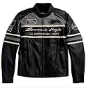 Harley-Davidson&reg; Men's Thunder Valley Leather Jacket. Embroidered race-inspired graphics. 98297-08VM