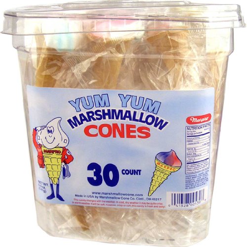 Marpro Yum Yum Marshmallow Candy Cones 30 Ct. Tub (Fat Free) Food