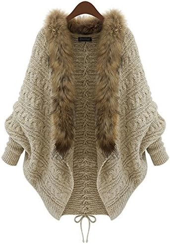 Gloshop Women's Loose Casual Knitted Batwing Sleeve Cardigan Sweater Outerwear