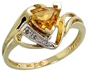 November Birthstone 6mm Trillion Citrine Stone & Brilliant Cut Diamonds in 10k Solid Gold, 7/16" (11mm) wide