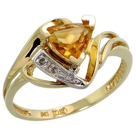 November Birthstone 6mm Trillion Citrine Stone and Brilliant Cut Diamonds in... by Gabriella Gold