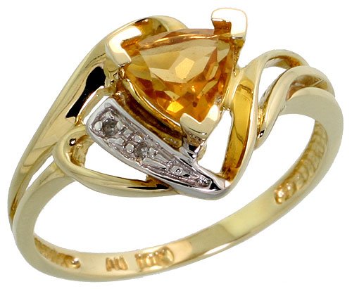 10k Gold Trillion Ring, w/ Brilliant Cut Diamonds 