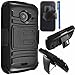 ZTE Whirl 2 / Zinger Case Combo by ICE-CLEAR(TM)-HERCULES Dual- Layer Hard/Gel Hybrid Kickstand Armor Case w/ Holster (Black/Black)+Touch Screen Stylus