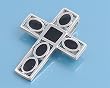 Sterling Silver And Black Onyx Stone Pendant - Cross - 30mm Height