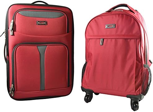 Kemyer Ultimate Carry On and Spinner Backpack 2 piece set (RED)