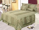 7Pcs Sage Joyce Jacquard Comforter Bed in a Bag Queen