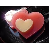 ハートを重ねた優しい味わいの和菓子。苺みるくようかん2枚入♪