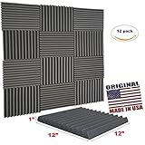 Mybecca Acoustic Wedge Studio Soundproofing Foam Wall Tiles, 12 by 12-Inch (12-Pack)