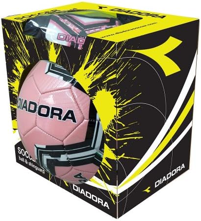 Diadora Size 3 Pink Soccer Ball & Size XXS Shinguard Combo Pack -