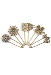 KLOUD City&reg; 5 Pcs Bronze Vintage Hijab Pins /Brooch Pins/Safety Pins