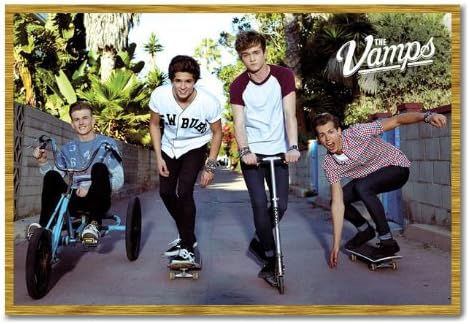 The Vamps Group Poster Oak Framed & Satin Matt Laminated - 96.5 x 66 cms (Approx 38 x 26 inches)