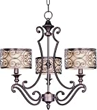 Maxim Lighting 21153WHUB Mondrian 3-Light Chandelier, Umber Bronze Finish with Off-White Fabric Shades
