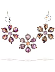 Flower Pop Necklace in Purple Cream and Orange from The Artazia Collection - N2808