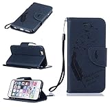 iPhone 6 / iPhone 6s ケース UNEXTATI 高品質 PUレザー 手帳型 ケース 財布型 ウォレット型 衝撃吸収 保護カバー カード収納 ホルダー ストラップ付き 横開 スタンド