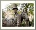 At Abraham Lincoln's Summer Home, Lincoln with his Horse - Statue at the Lincoln Summer Home in Washington, D.C. - Moving approx. 22"x26" Framed and Matted - 7/8" Rounded, Shiny, Black Metal Frame - Photographic Print By Carol M. Highsmith