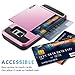 Vofolen Galaxy S6 Case, Anti-Shock Hybrid Bumper Armor Galaxy S6 Wallet Case Snap-on Soft Rubber Cover Protective Hard Shell with Card Holder Slide Slot Cover for Galaxy S6 (Pink)