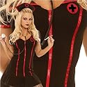 Gothic Nurse- 4 Pc. Costume Includes Short Sleeve Mini Dress With Zipper Front, Hat, Stethoscope And Play Needle.