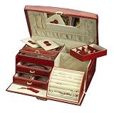 Mele Firenze Leather Train Case Jewelry Box in Burgundy