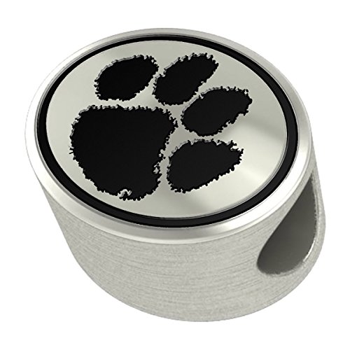 Clemson Tigers Silver Antiqued Bead Fits Most European Style Charm Bracelets