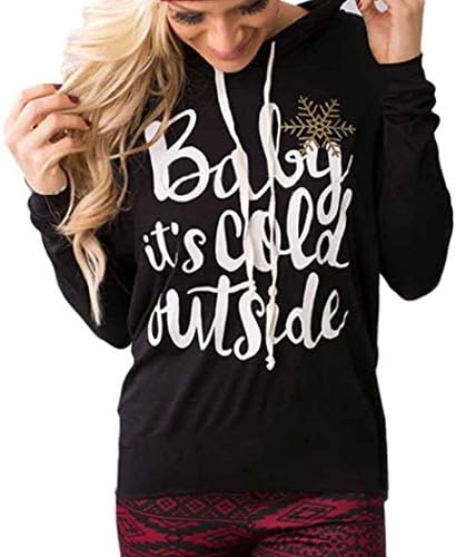 EKIMI Women's Long sleeve Hoodie Sweatshirt Jumper Sweater Pullover Coat (M, Black)