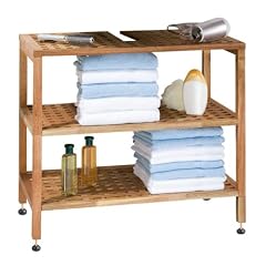 WENKO 18613502 Nordic Waschbeckenunterregal - 3 Etagen, h�henverstellbar, Walnussholz,  71.5 x 60.5-66 x 38.5 cm