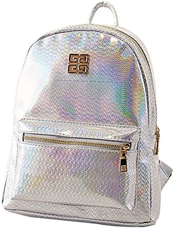 AIQER 2015 Hologram Laser Women Fashion PU Casual School Backpack Silver