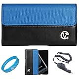 Blue & Black Portola Leather Holster Carrying Case with Fixed Belt-Clip and ....