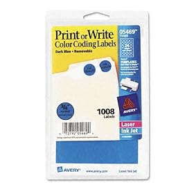 Avery Print Write Self-Adhesive Removable Labels, 0.75 Inch Diameter, Dark Blue, 1,008 per Pack (05469) by 