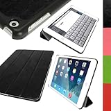 igadgitz Schwarz PU Ledertasche Hülle Smart Cover für Apple iPad Air 2013 Mit Multi-Winkel Betrachtungs-stand + Auto Sleep/Wake + Displayschutzfolie