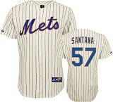 Johan Santana Jersey: Youth Majestic Home Ivory/Royal Replica New York Mets Jersey