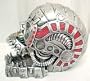 Cyborg Skull Silvered Statue / Ashtray Robot Android