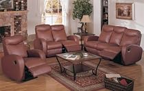 3pc Brown Leather Motion Recliner Loveseat Sofa & Chair Set
