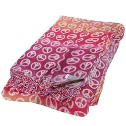 Peace Sign Summer Light Scarf Shawl Wrap Tricolor Pink with Multi Colors