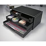 KINGFOM&trade; 4 Small Drawer PU Leather Office Desk Organizer, Multi-functional Stationery Box (Black with Drawer)