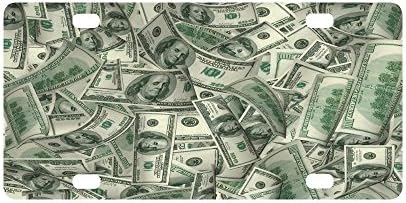 1 Dollar Bill Money Pattern Strong And Durable Aluminum Car Metal License Plate Frame for Women/Men Four Holes Tag 12" X 6"