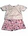 Al & Ray - Girls 2-Piece Shorty Pajama set, White Black Pink