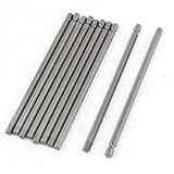 uxcell ドライバービット 六角シャンク　グレー　メタル製　15cm長さ 10本入