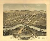 Bird's eye view of the city of Saint Peter, Nicollet County, Minnesota 1870. Merchants Lith. Co., large historic panoramic map reprint 44x36