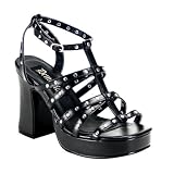 3 3/4 Inch Platform Sandal Chunky Heel Gothic Shoes Open Toe Strappy