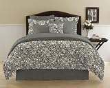 City Scene, Ebony Floral Collection Duvet Set, Full/Queen