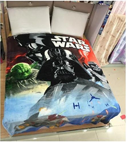 Star Wars - Darth Vader Yoda - Black Blue Red White Coral Fleece Blanket Twin
