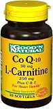 CoQ 10 30mg & L Carnitine 250mg - 30 softgels,(Good'n Natura