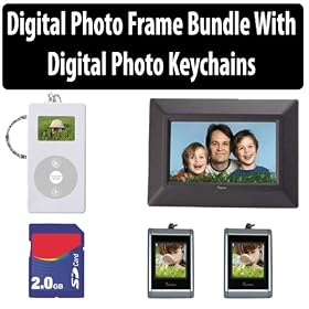 Impecca DFM-720N 7 Inch Digital Photo Frame Bundle With Digital Photo Keychains