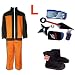 Naruto Cosplay Costume Vol 2 Uzumaki Naruto Set - Shippuden Uzumaki Costume + ensemble d'armes (Naru
