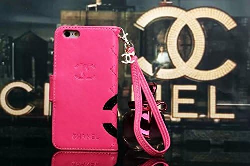 iPhone 6 Plus 5.5 inch Luxury Plaid Grid Design Flip Folio Case Card Slots Wallet Cover Skin Protector with Lanyard and Magnetic Closure - Hot Pink