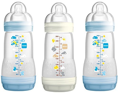 MAMSelf Sterilising Anti-colic Bottle 260ml 3 Pack Boys Colours