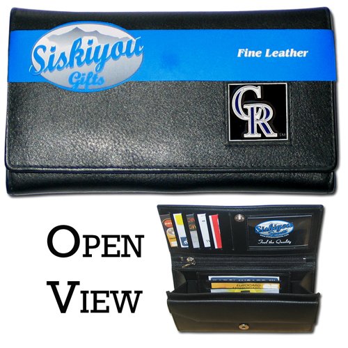 MLB Women's Genuine Leather Clutch Wallet - Colorado Rockies
